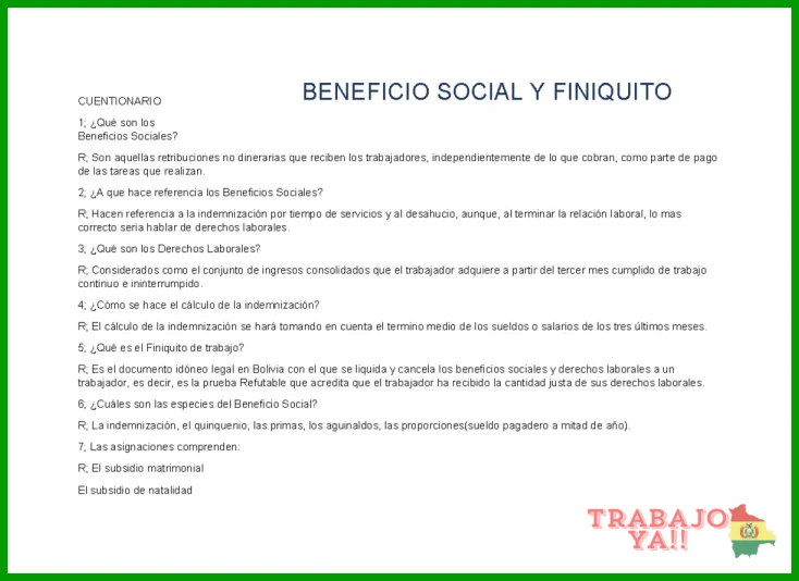 Qué son los beneficios sociales en Bolivia